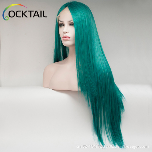 High temperature fiber purple green blue colour synthetic wig